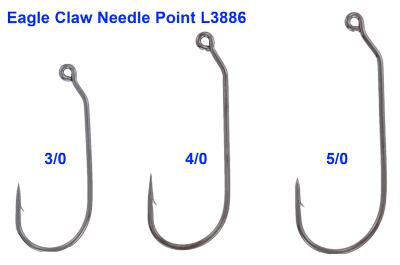 1000-3/0 Eagle Claw 570R Red Jig Hooks for Jig Molds 