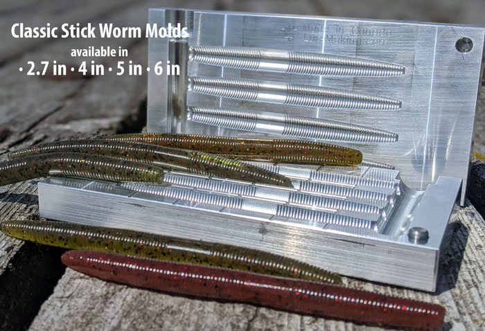 Precision CNC Stick Worm / Worm Molds 2.7 to 6 inch 
