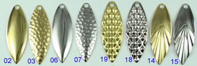 Willow Leaf Spinner Blade Size Chart