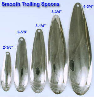 SPECIAL BRASS 10-3 1/4" N Style FLUTTER TROLLING SPOON BLANKS 3/16oz .205 